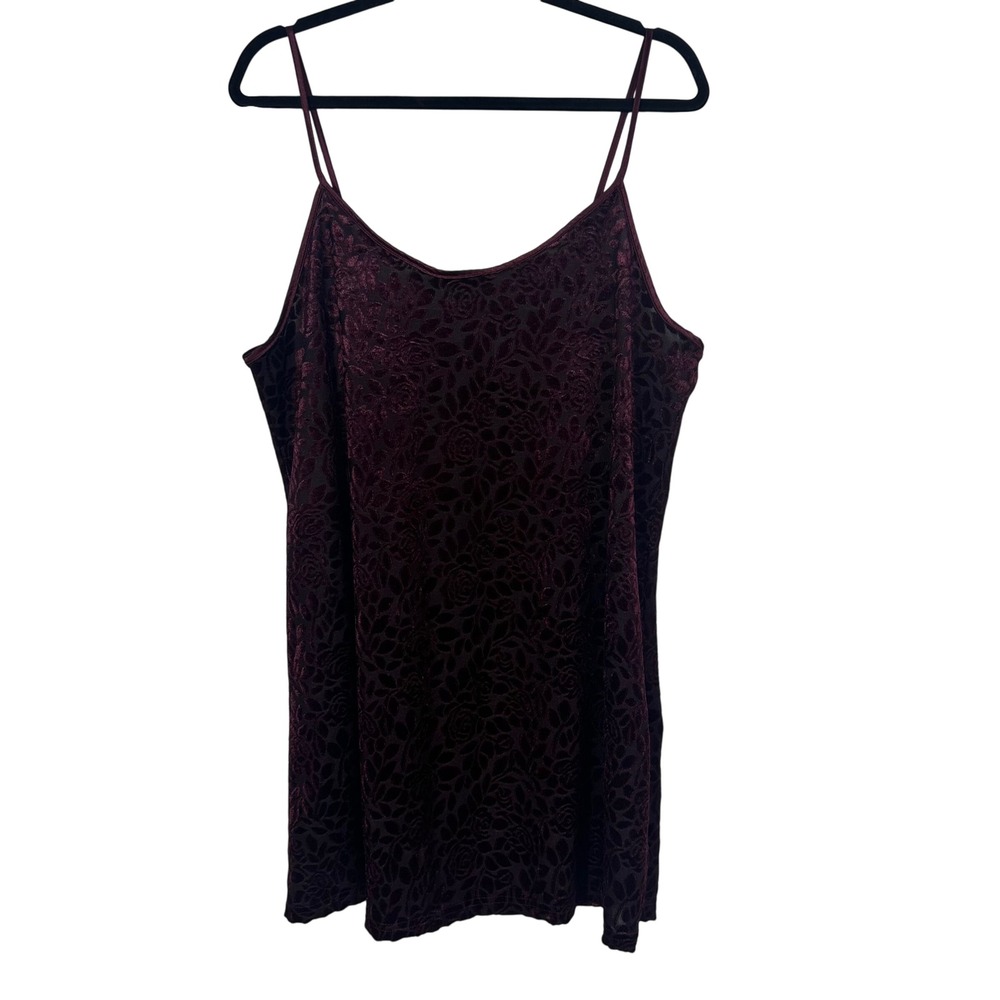 Vassarette Womens Burgundy Floral Burnout Velvet Camisole Tank Top Large RN90048 - Picture 10 of 16